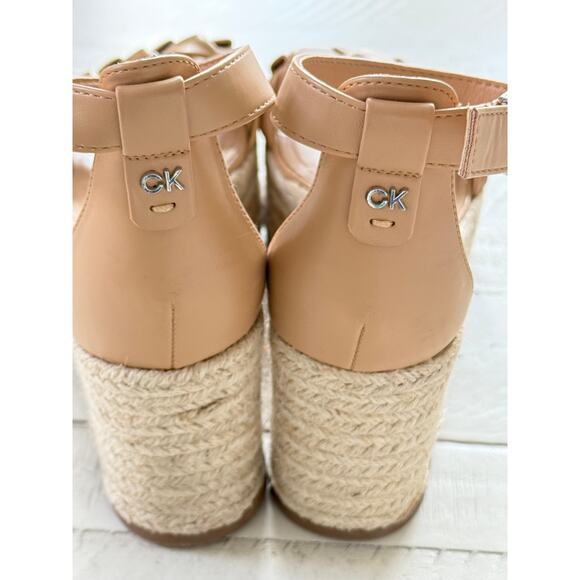 Calvin Klein Beige Espadrille Wedge Sandals - Size 9- Braided Strap - Picture 6 of 6